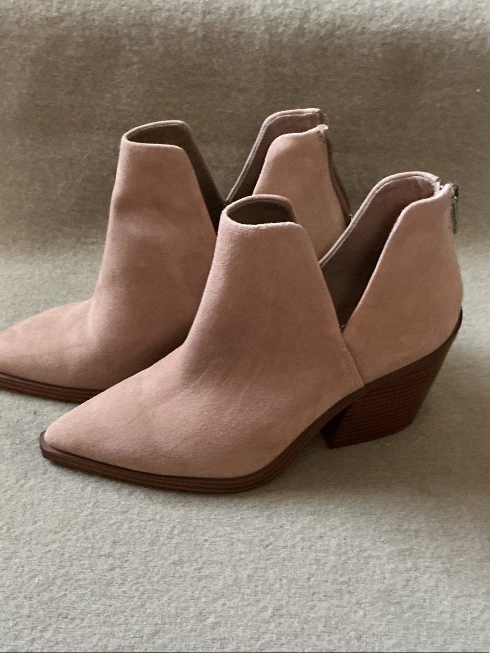 Vince Camuto Blush Suede V-Cut Ankle Booties